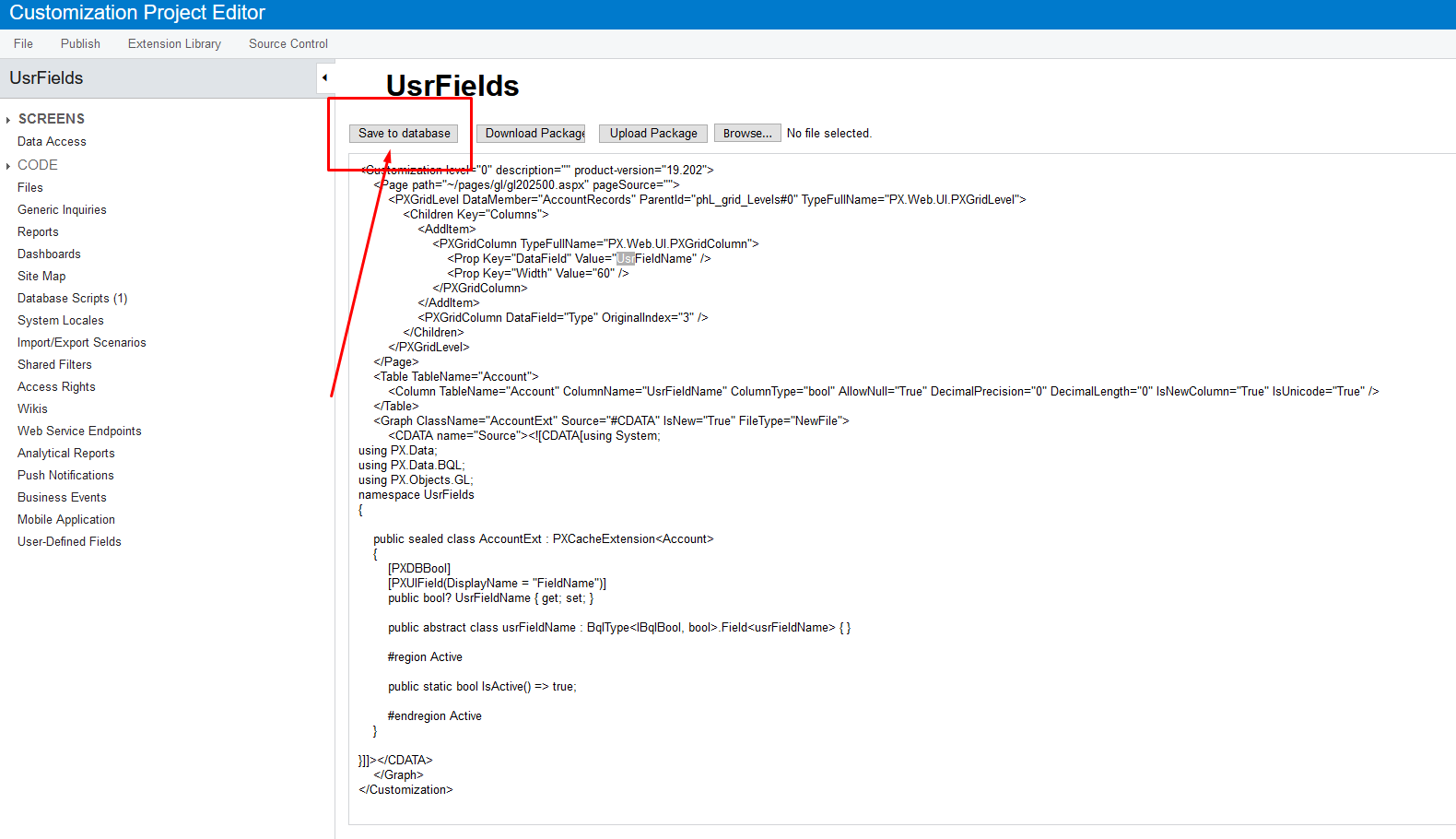 Save to database