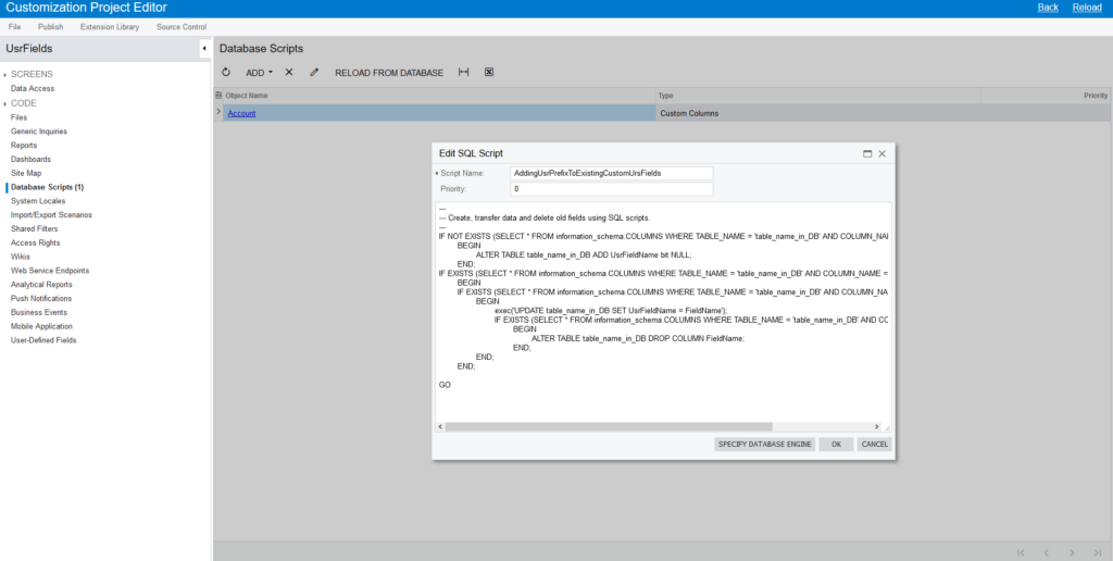 SQL script