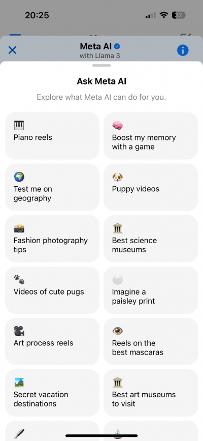 screenshot meta AI